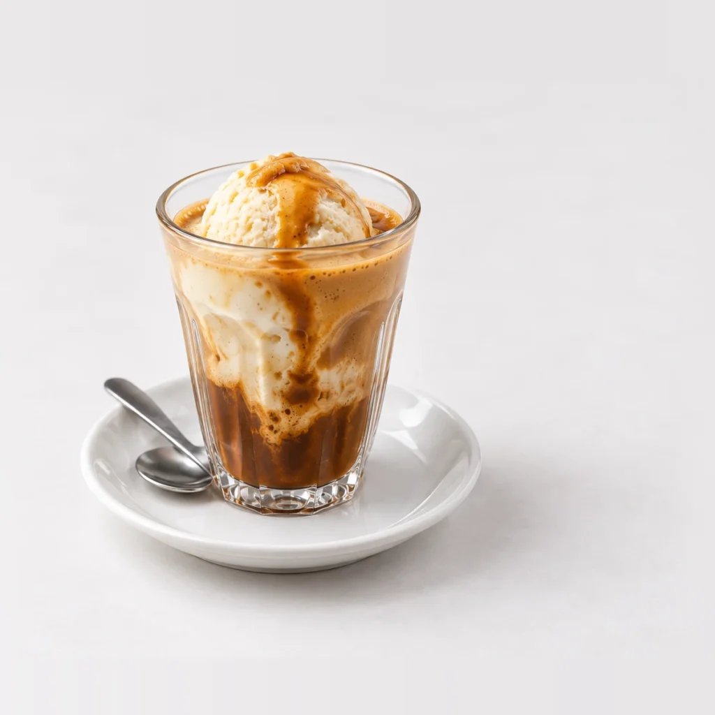 Affogato, side view