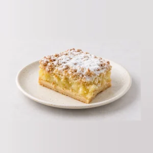 Apple Crumble Slice, whole on a plate