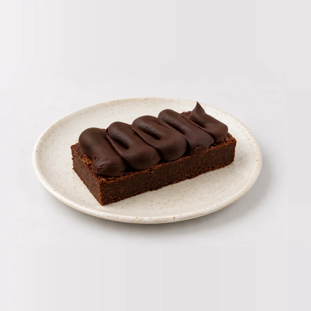 Brownie Slice, whole on a plate