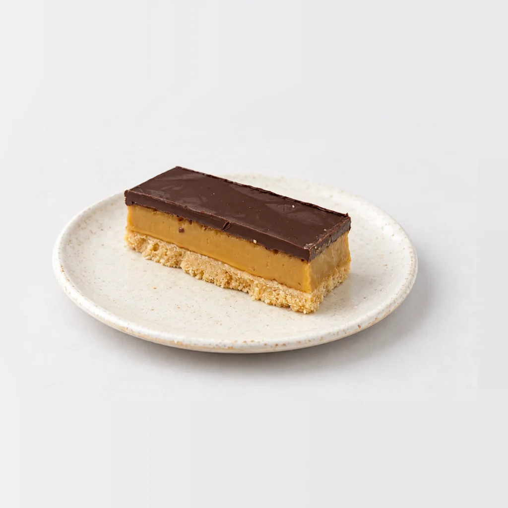 Caramel Slice, whole on a plate