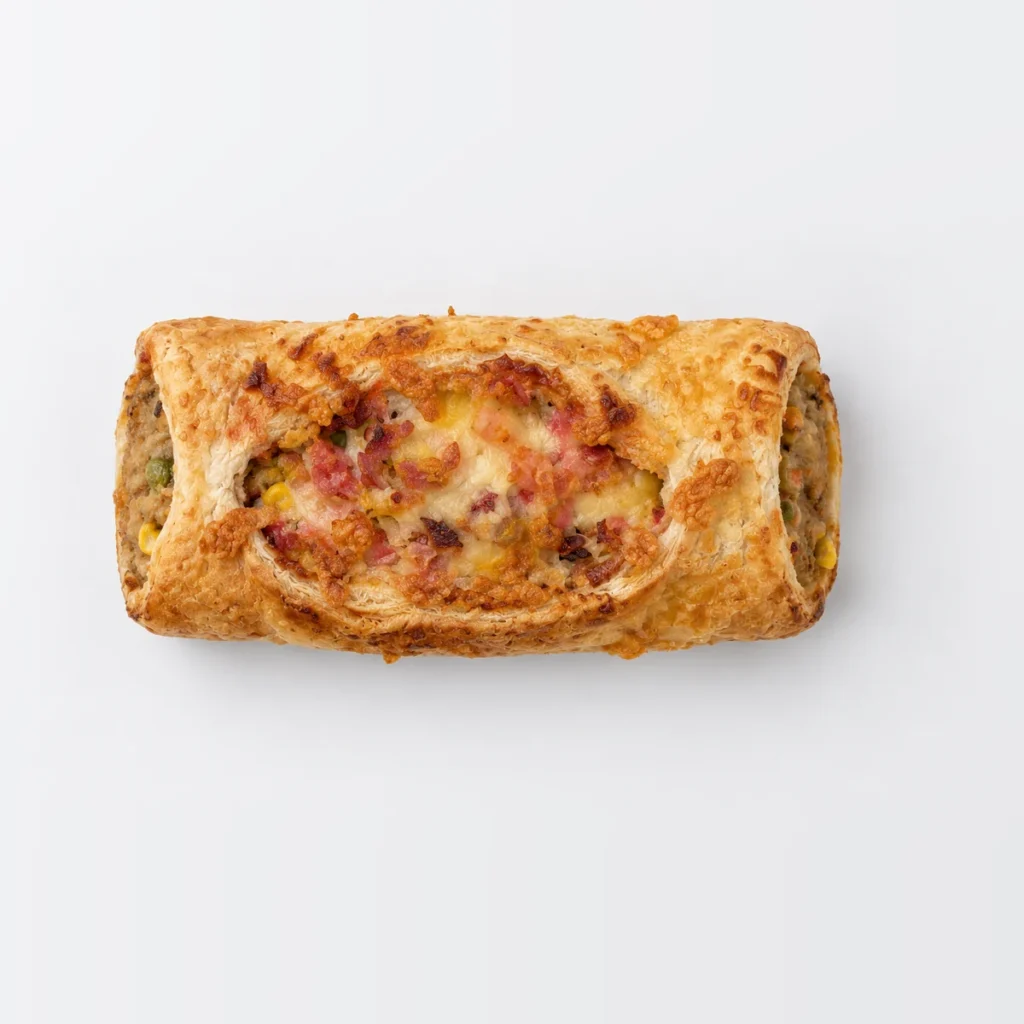Cheese Bacon Sausage Roll, from above