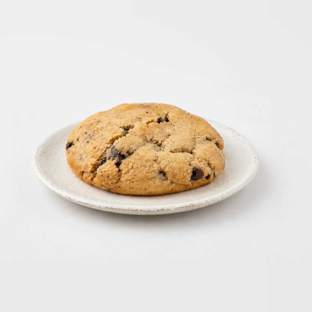 Chocolate Chip Cookie, whole on a plate