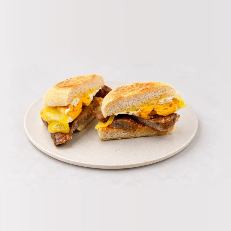 Egg and Bacon Roll, whole on a plate
