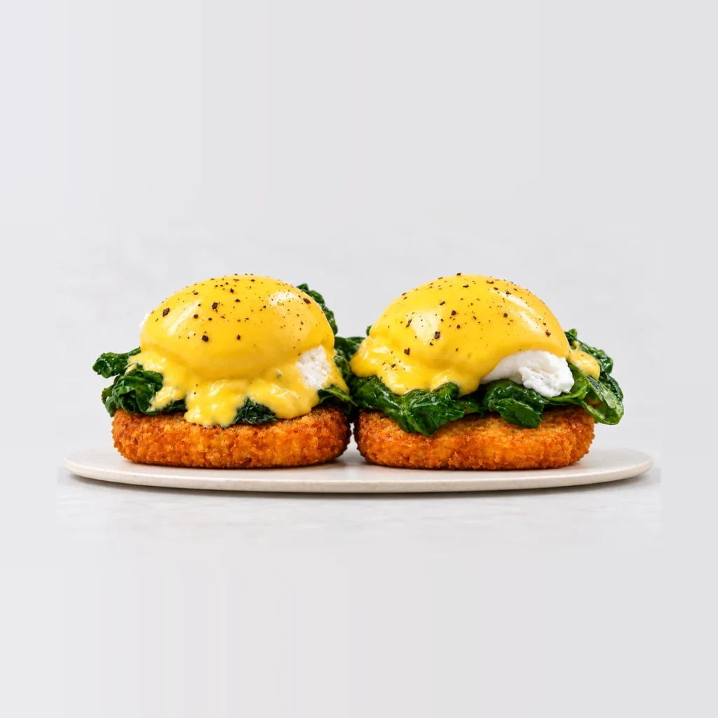 Eggs Florentine, close-up