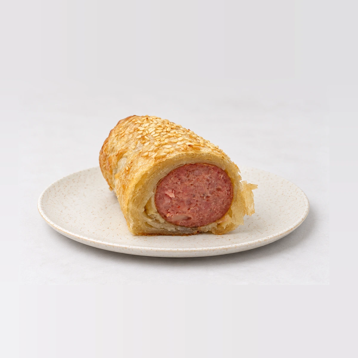 Cheese Kransky Roll, cut open