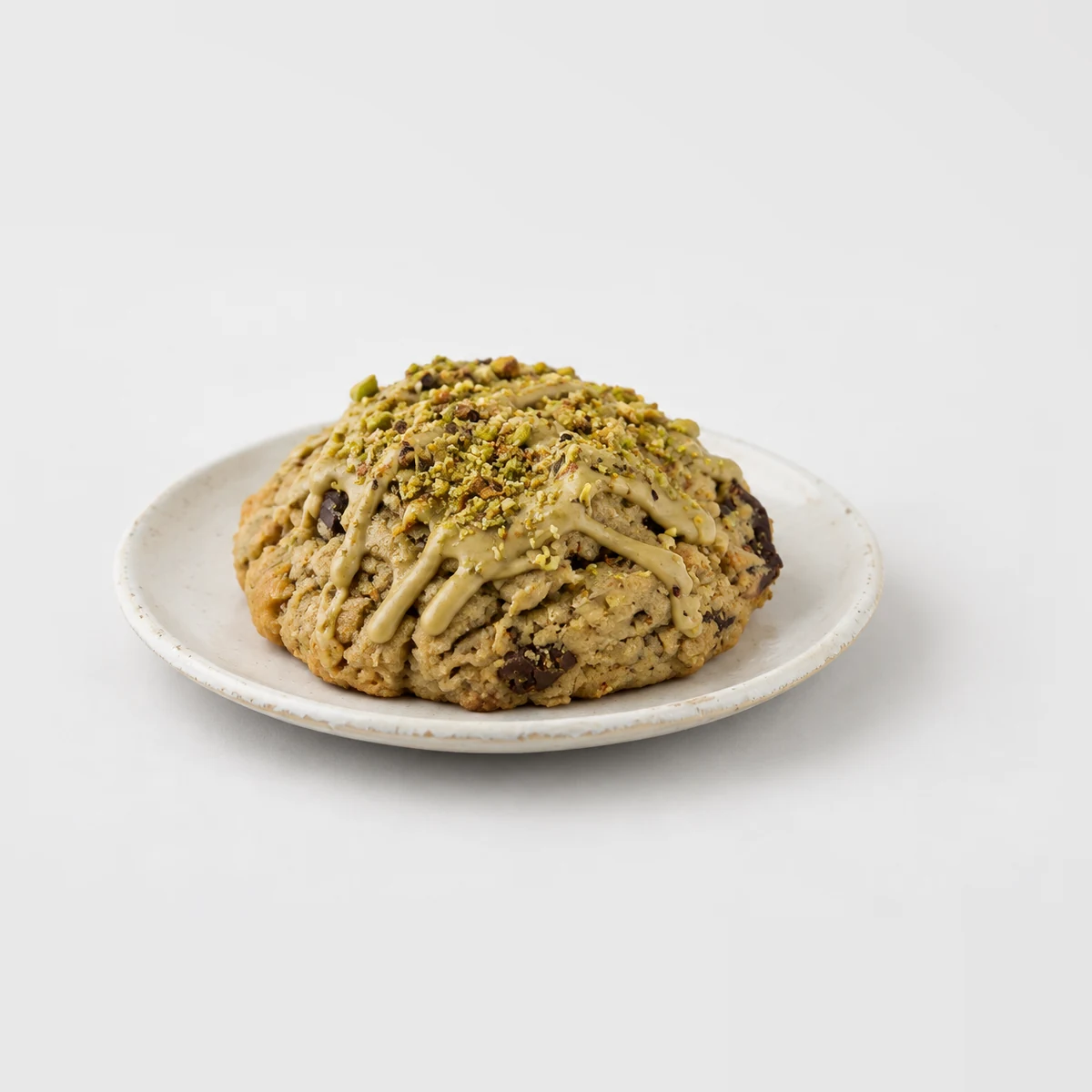 Pistachio Cookie, whole on a plate