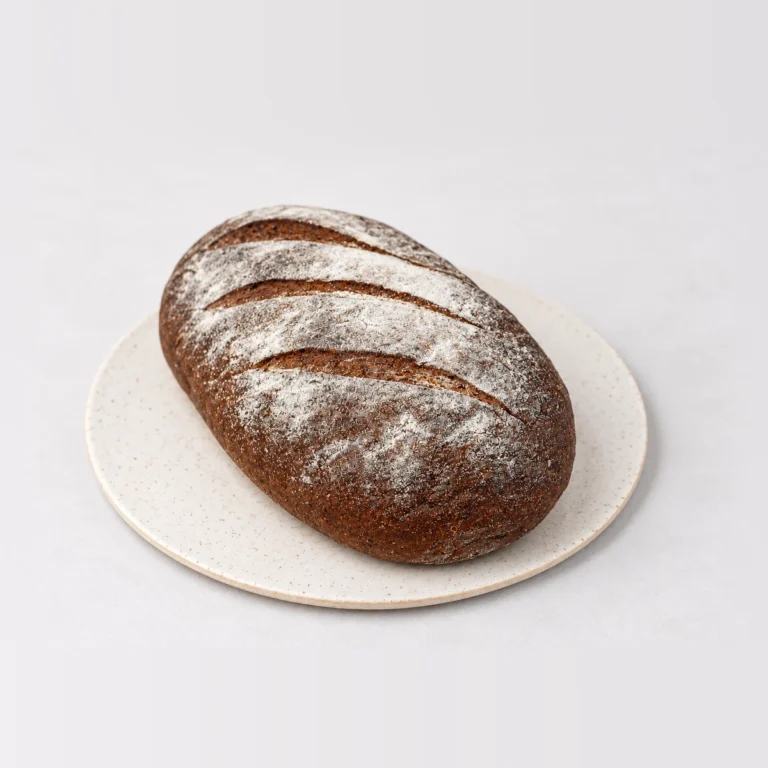 Rye Sourdough, whole on a plate