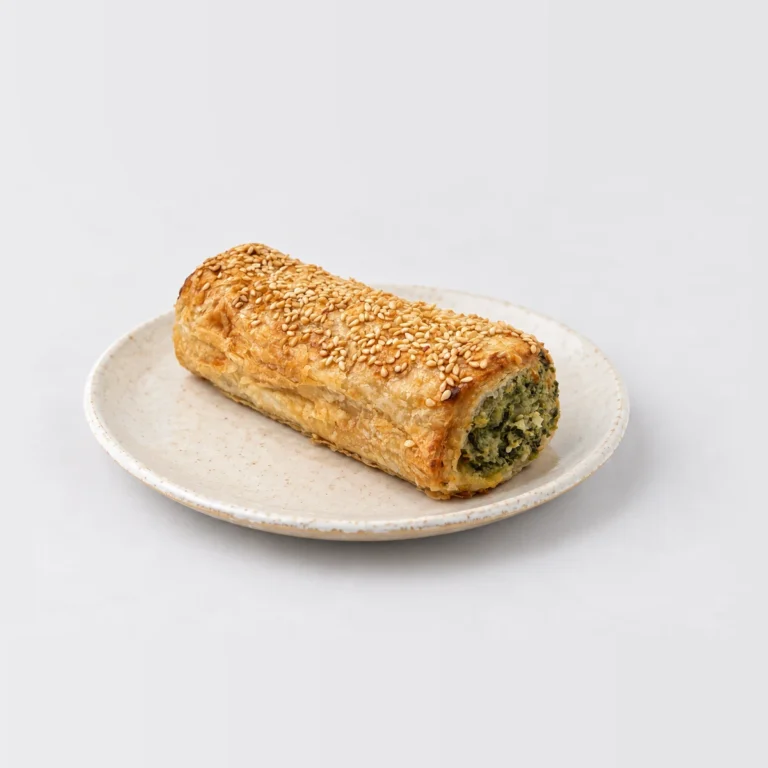 Spinach & Ricotta Roll, whole on a plate