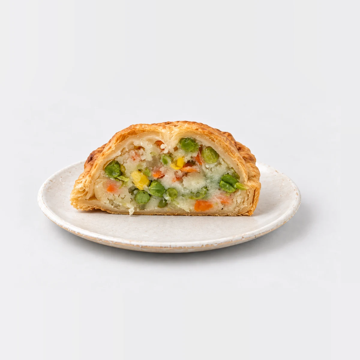 Vegetable Pastie, cut in half