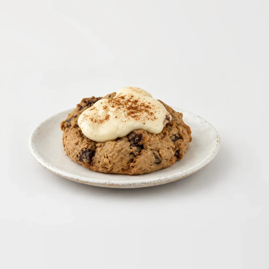 Chocolate & Cream Cheese Cookie, whole on a plate