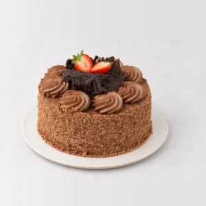 Chocolate Mousse Sponge, whole on a plate