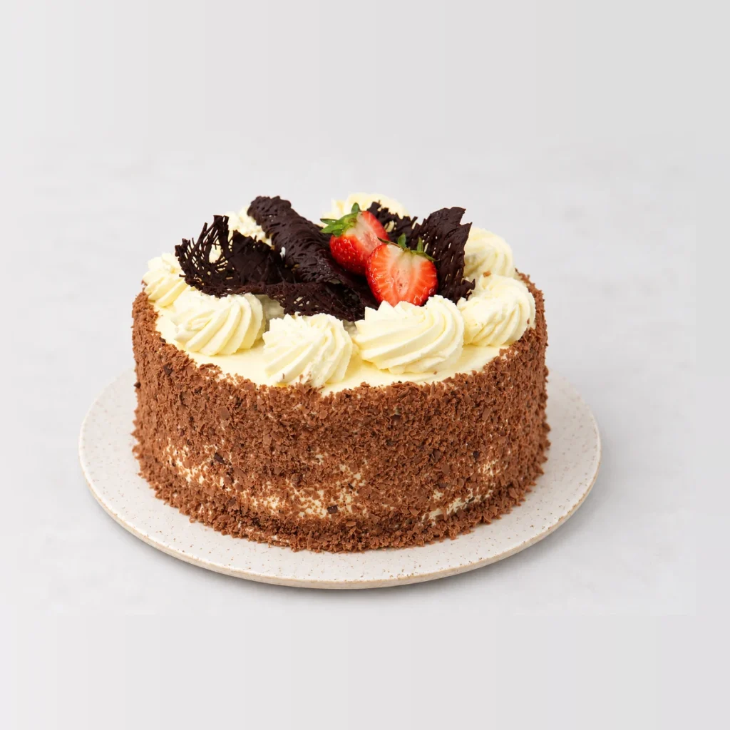 Chocolate Sponge, whole on a plate