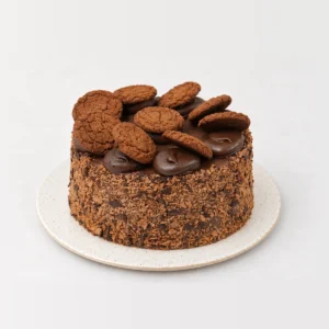 Cookies & Cream Cake, whole on a plate