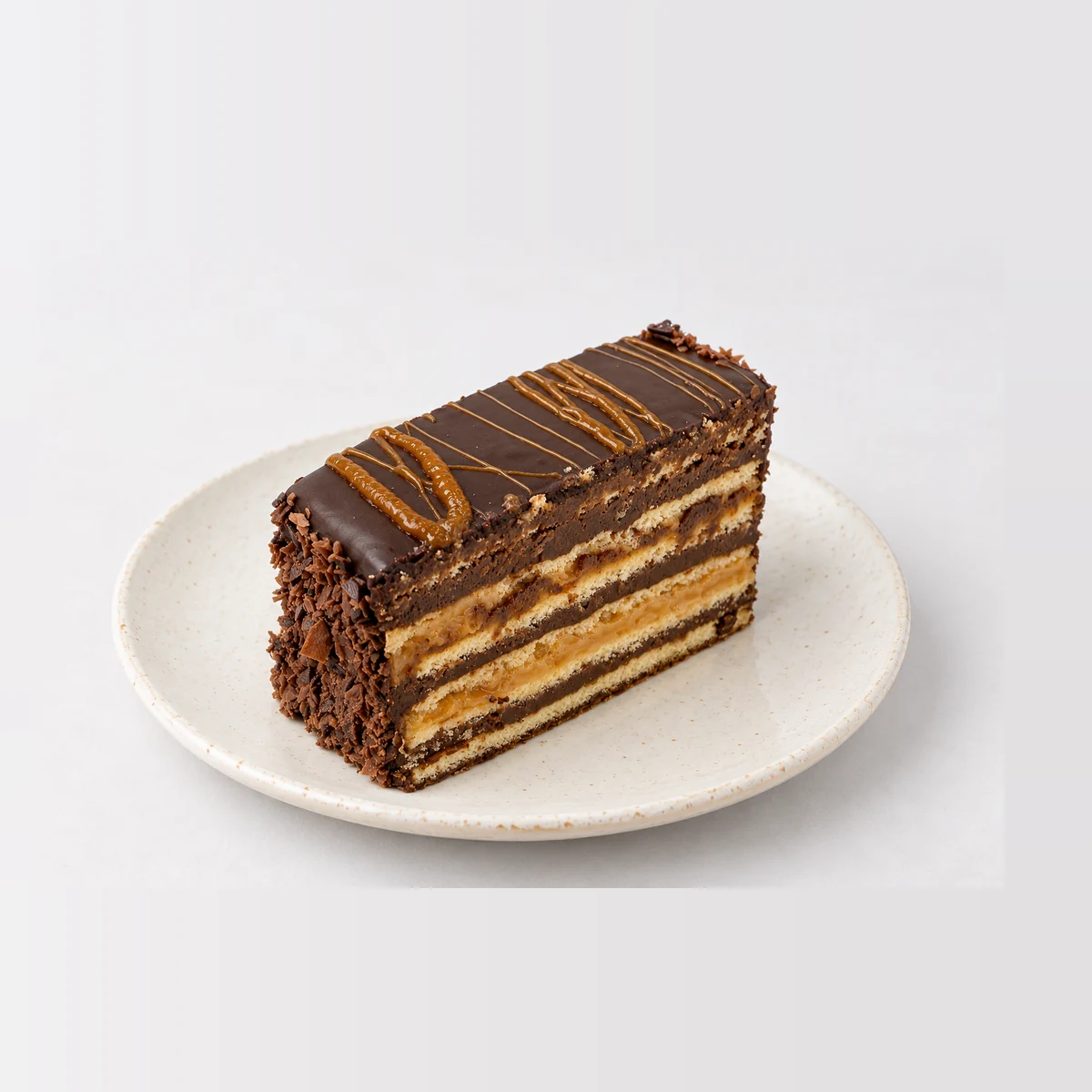 Dobos Slice, whole on a plate