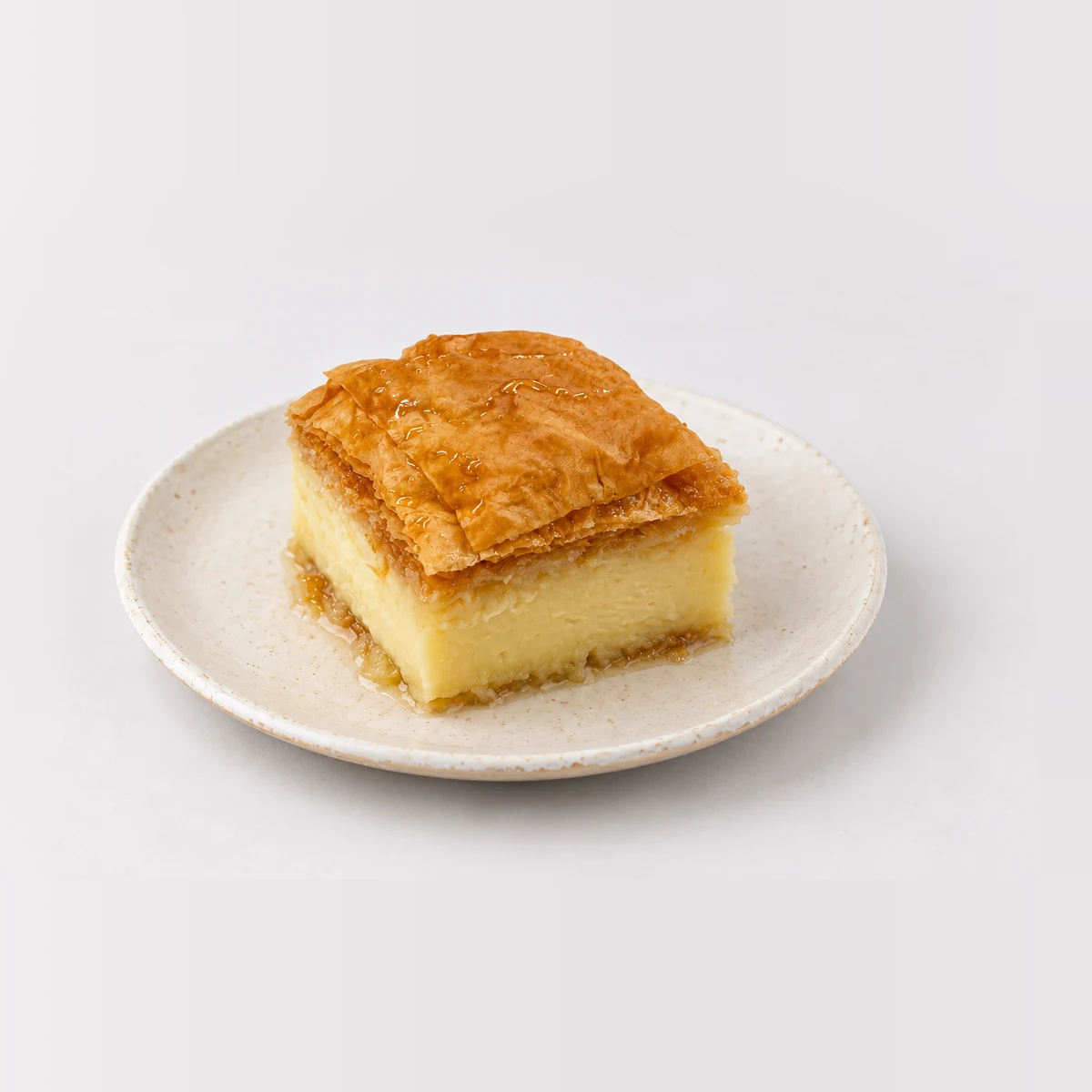 Galaktoboureko Slice, whole on a plate