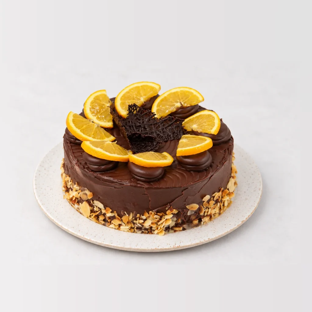 Jaffa Cake, whole on a plate