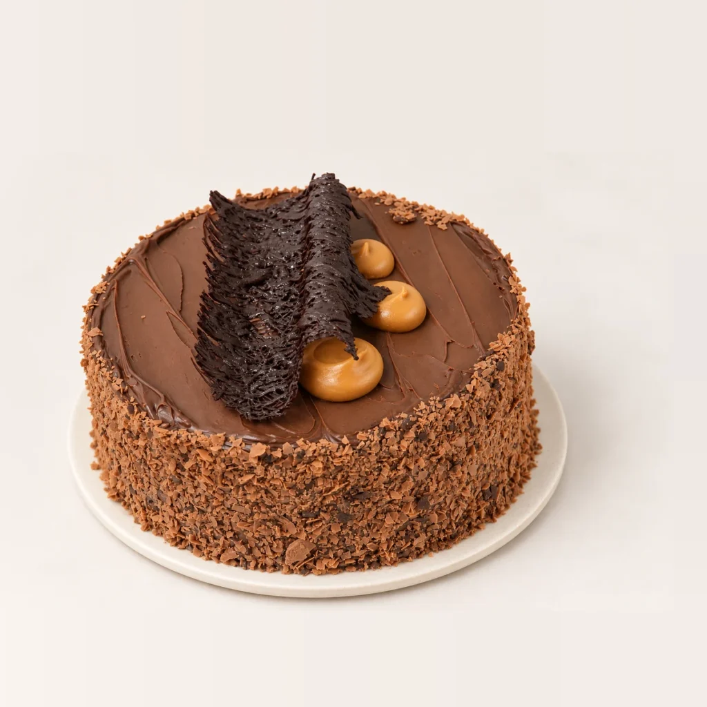 Marz Bar Cake, whole on a plate