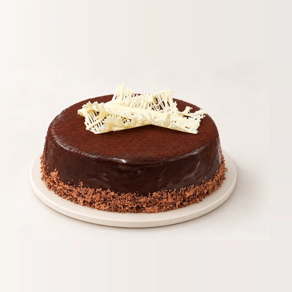 Mississippi Mud Cake, whole on a plate