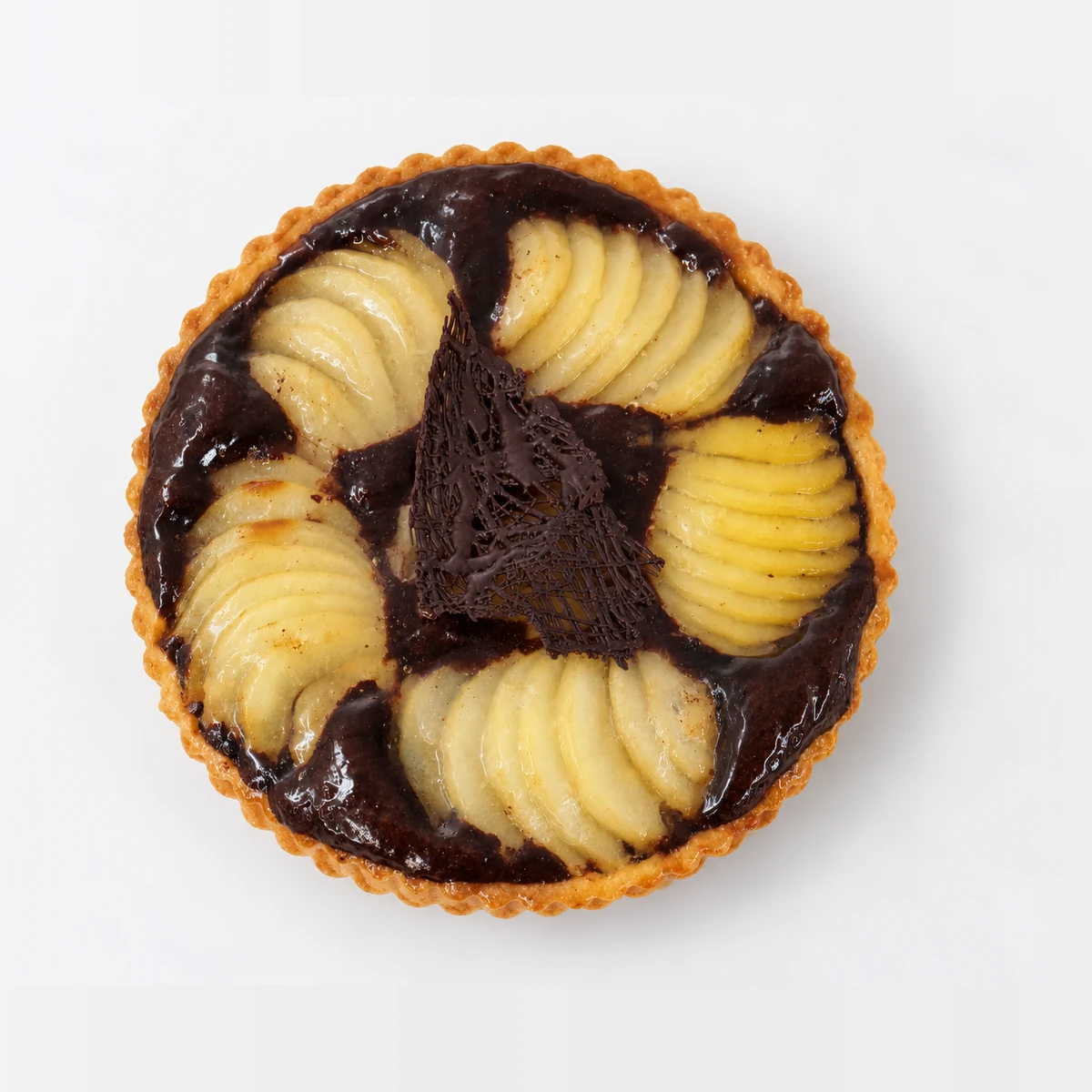 Pear and Chocolate Tart, from above
