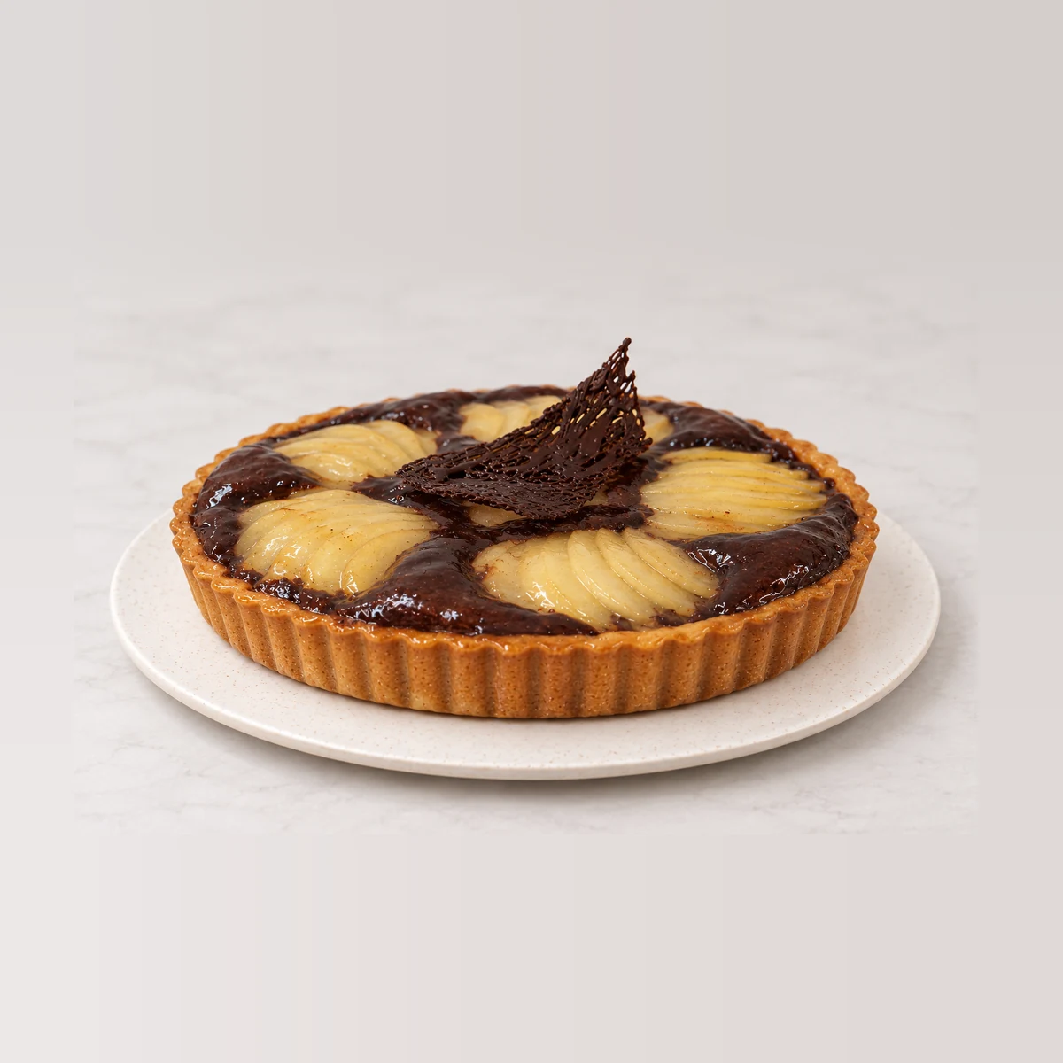 Pear and Chocolate Tart, texture close-up