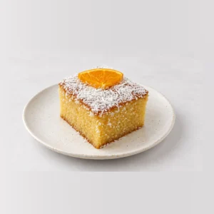 Semolina Cake Slice, whole on a plate