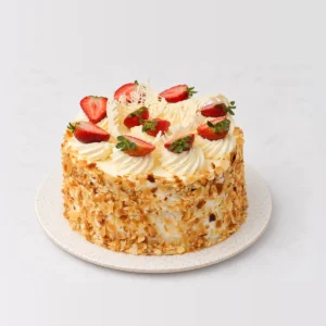 Strawberry Sponge, whole on a plate