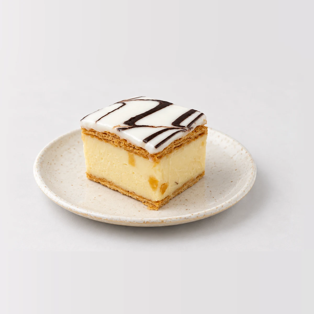 Traditional Vanilla Slice, whole on a plate