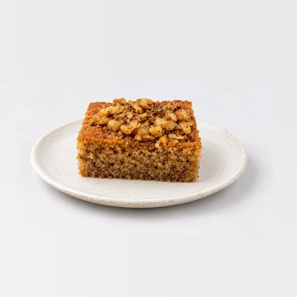 Walnut Cake Slice, close-up