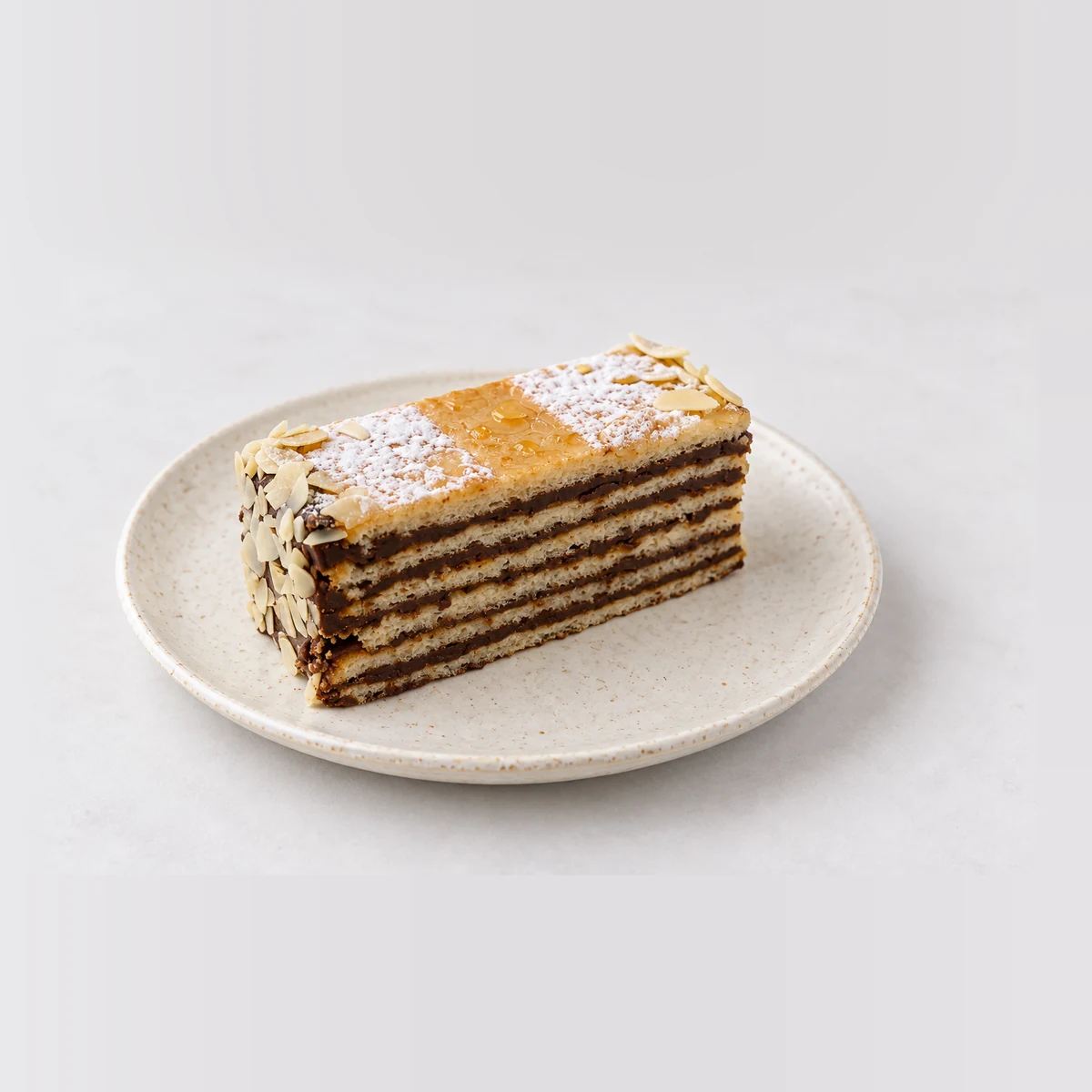 Praline Slice, whole on a plate