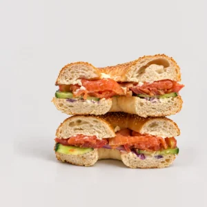 Smoked salmon bagel — Cut cross-section