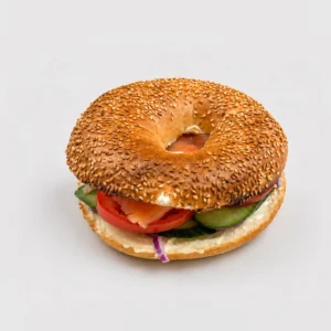 Smoked salmon bagel — Whole / angled