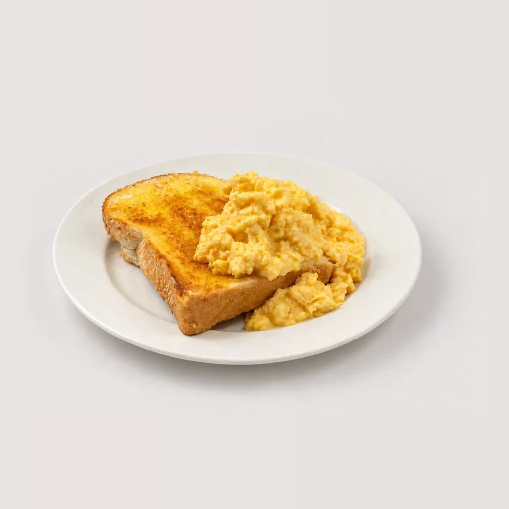 Eggs on Toast — scrambled eggs — Whole / angled