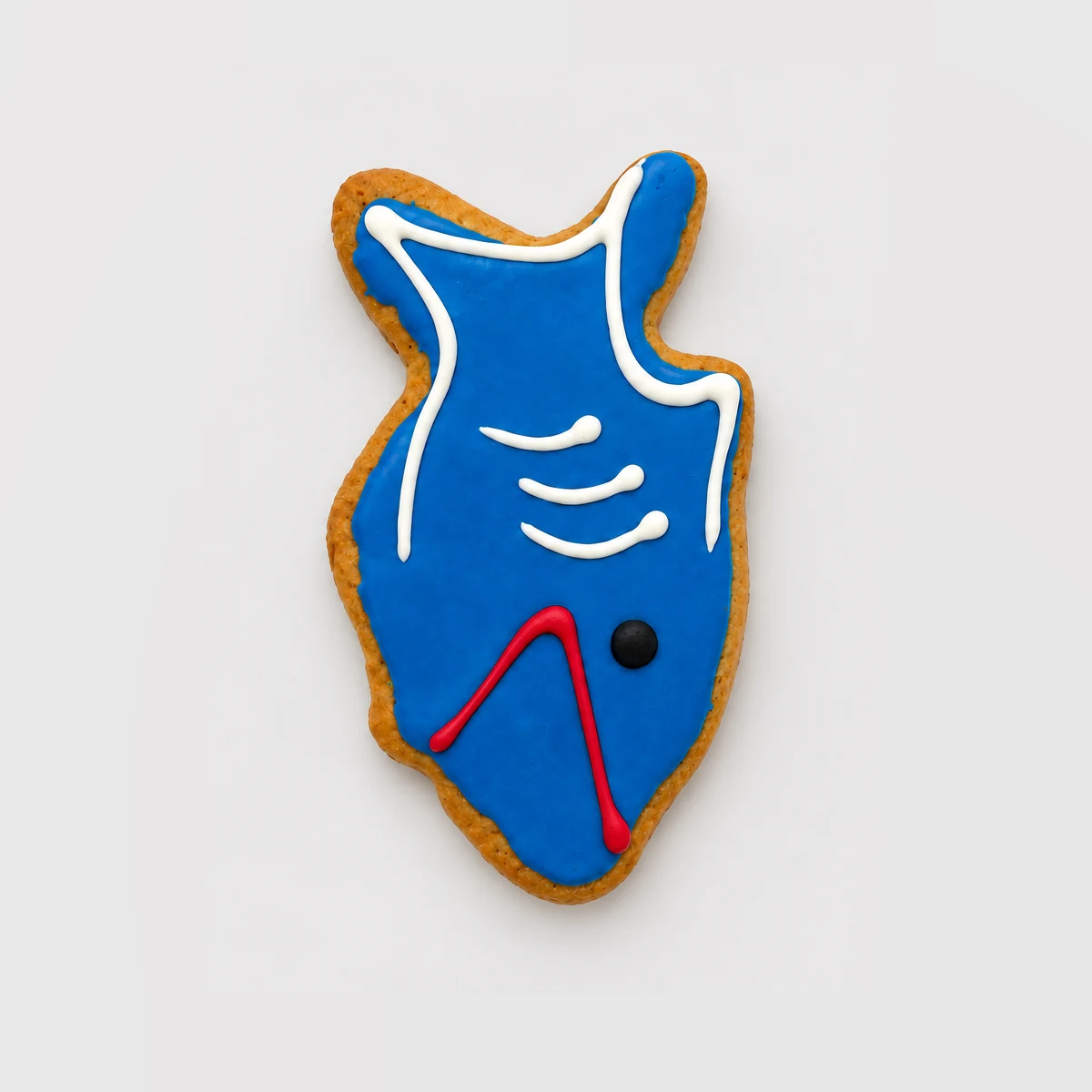 Large Gingerbread Shark 80g — Top-down