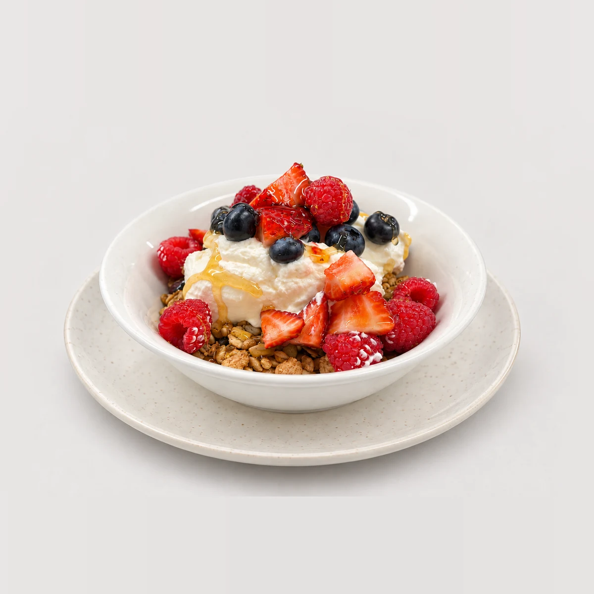 Muesli yoghurt fruit bowl — Whole / angled